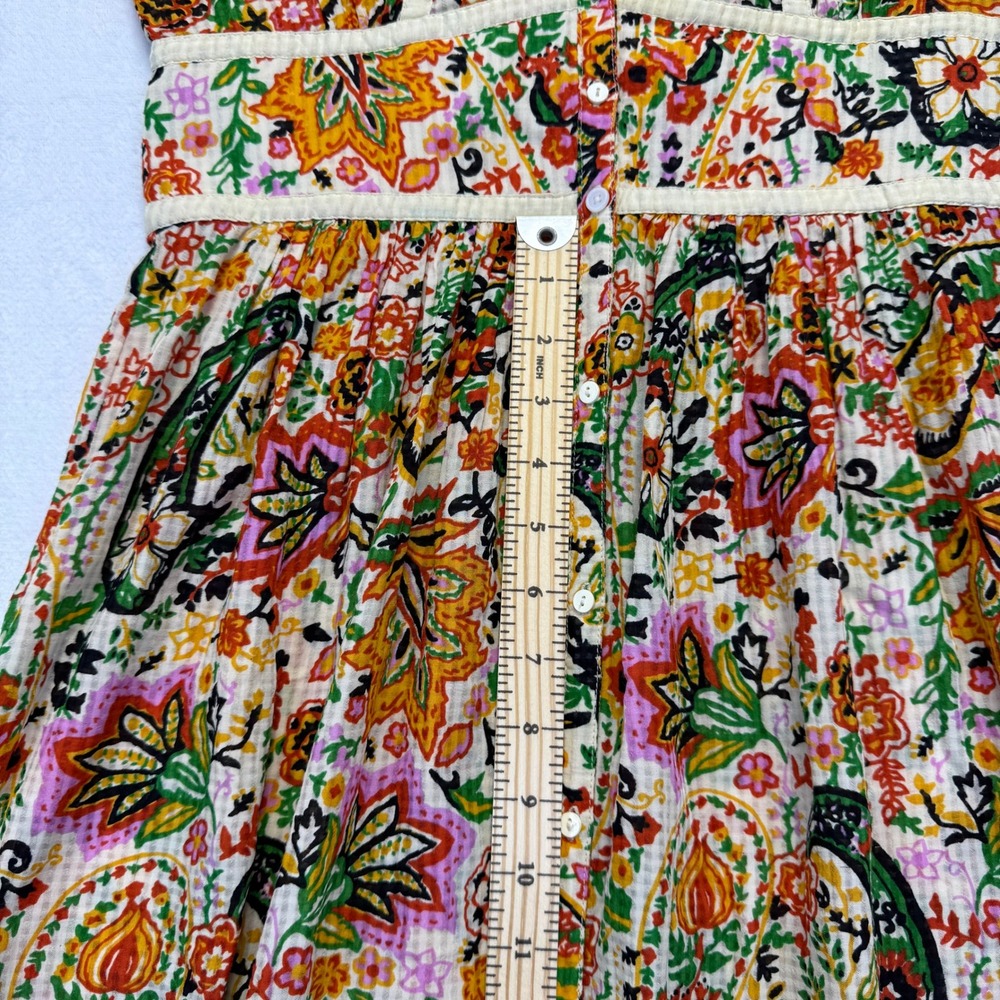 ba&sh Paisley Floral Maxi Dress Multicolor V-Neck Button Front Tiered Size M - Picture 6 of 10